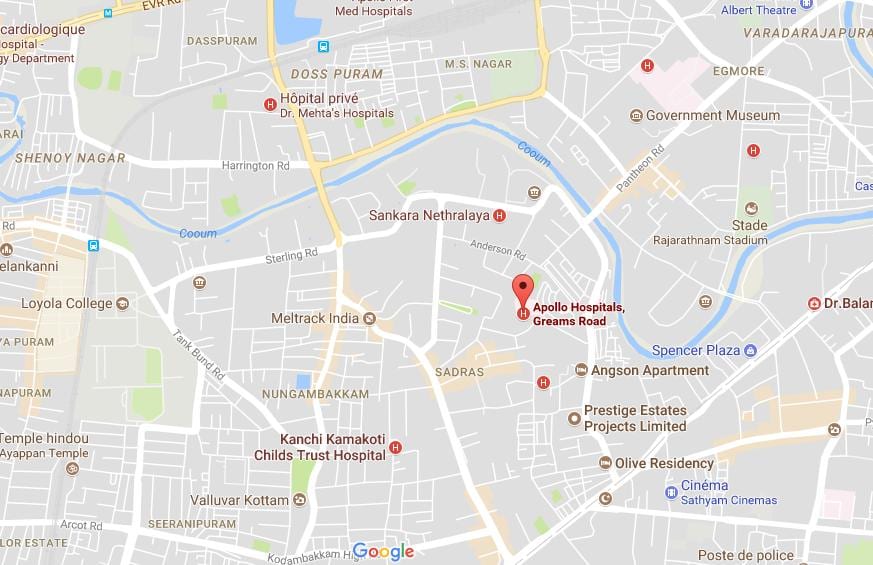 Аполлон лікарні Ченнаї nungambakkam, який мапі